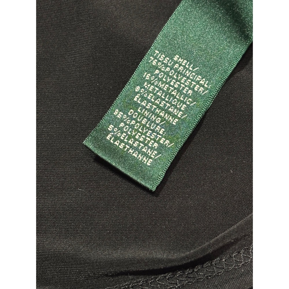 Lauren Ralph Lauren Dress Sz 16 Black Metallic Faux Wrap Ruched Sheath Shimmer - Picture 8 of 11